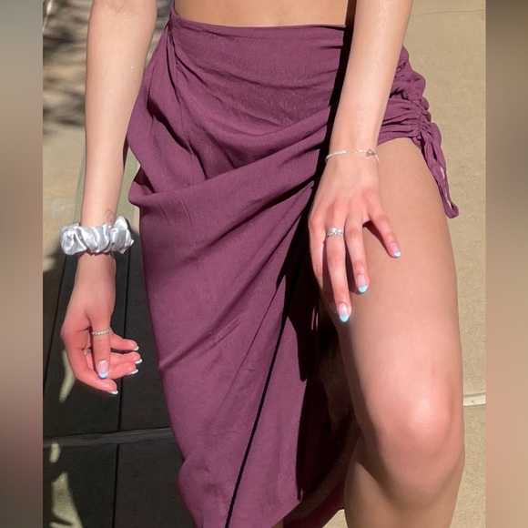 Renatta&go skirt with leg slit in plum (xs) - Picture 2 of 4